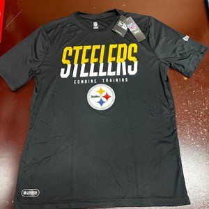 New Era Men Black NFL Pittsburgh Steelers Combine Authentic Pullover T Shirt L